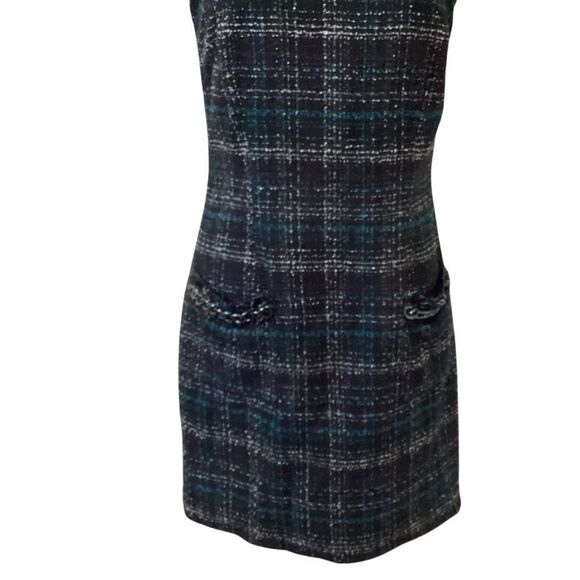 Laundry by Shelli Segal Plaid Chanel Style Dress Size 8 Chain Fringe Detail - Picture 5 of 16